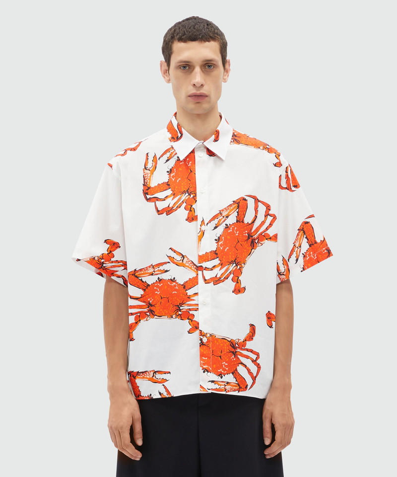MSGM White poplin shirt with "King crab" print outlook