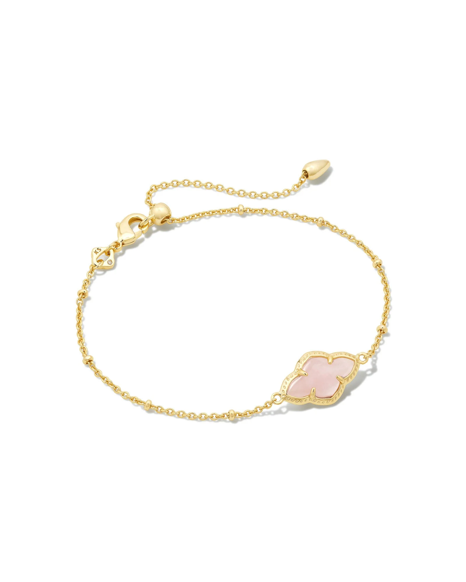 Abbie Gold Satellite Chain Bracelet in Rose Quartz - 1