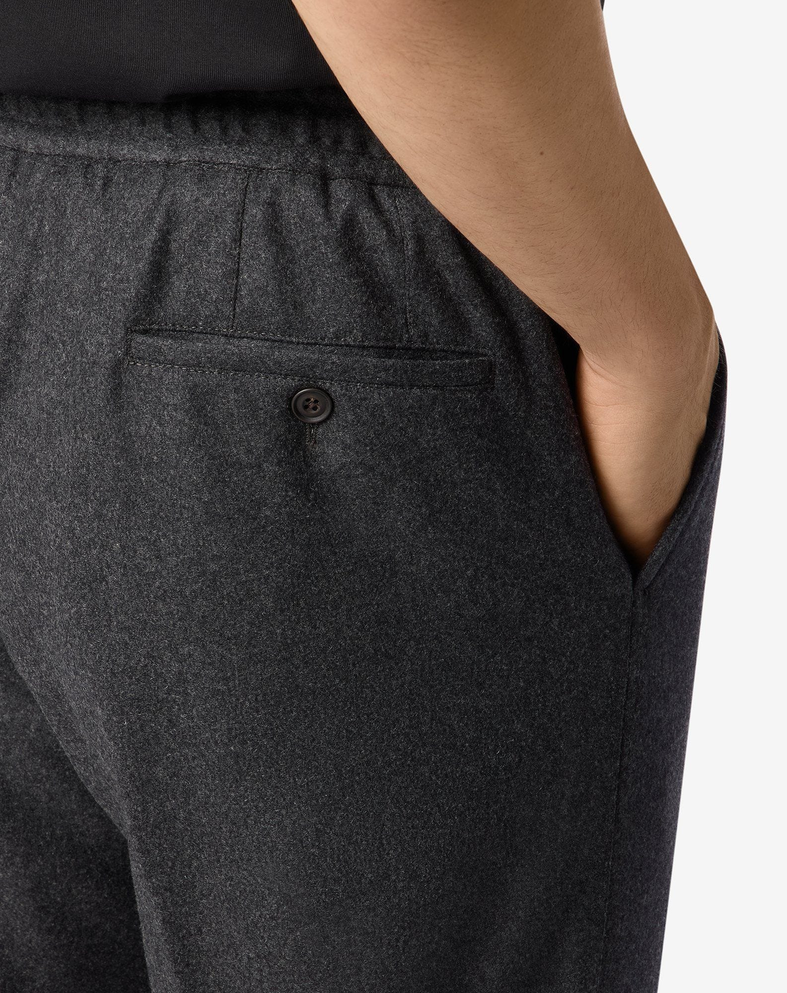 Dark melange grey stretch cashmere joggers - 5