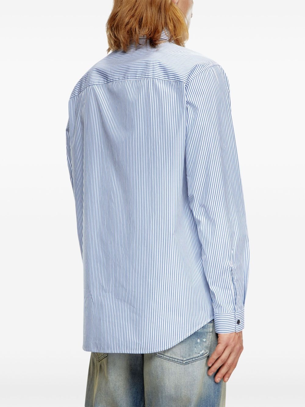 embroidered-logo striped poplin shirt - 4