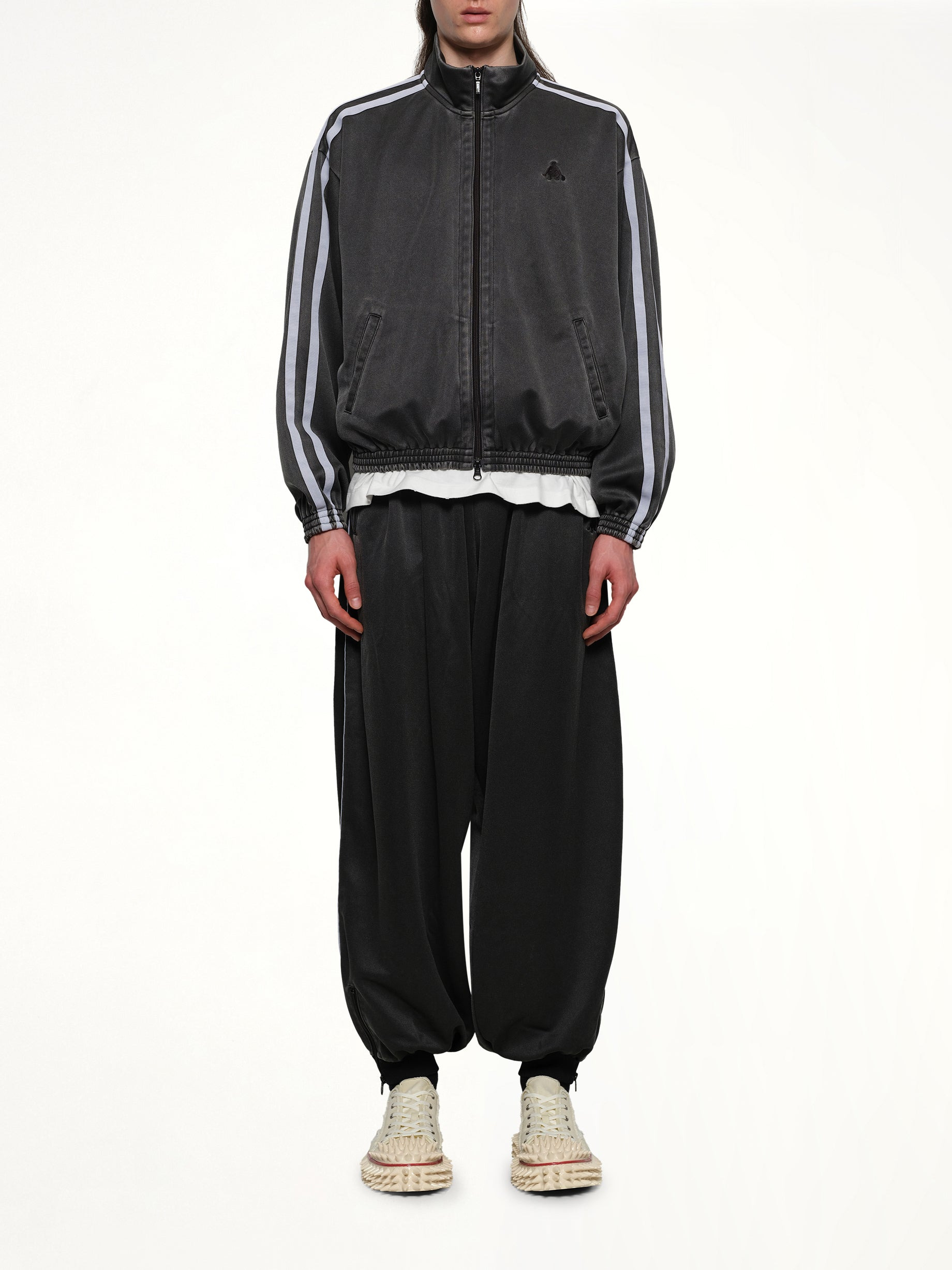 Faded Black Track Jacket in Grey - 7