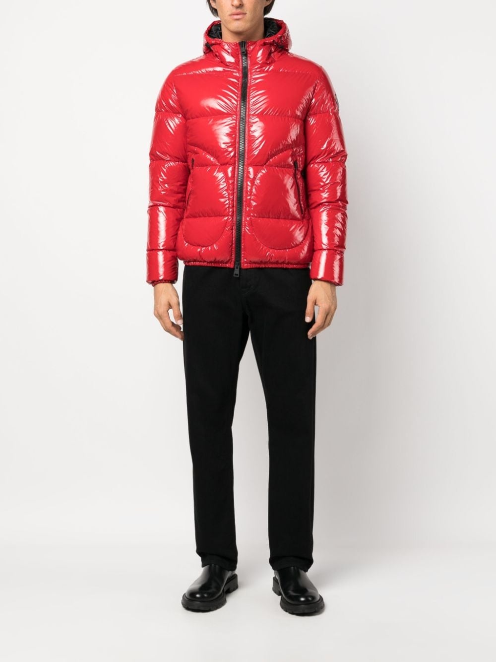 logo-patch padded hooded jacket - 2