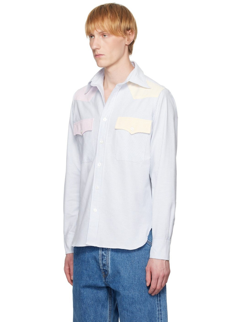Drake's Blue Multi Stripe Western Fun Shirt outlook