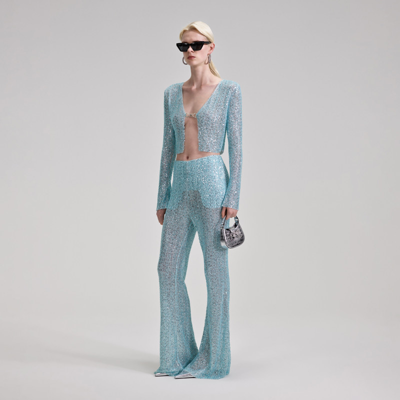 Blue Beaded Tie Cardigan 2