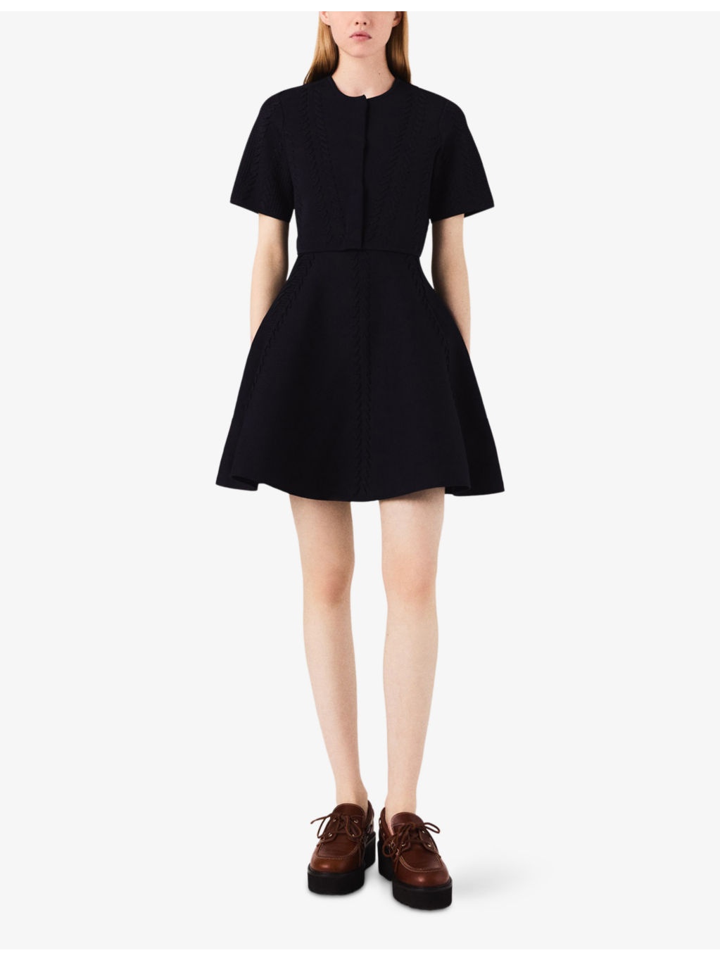 Cropped Round-Neck Short-Sleeve Knitted Cardigan - 2