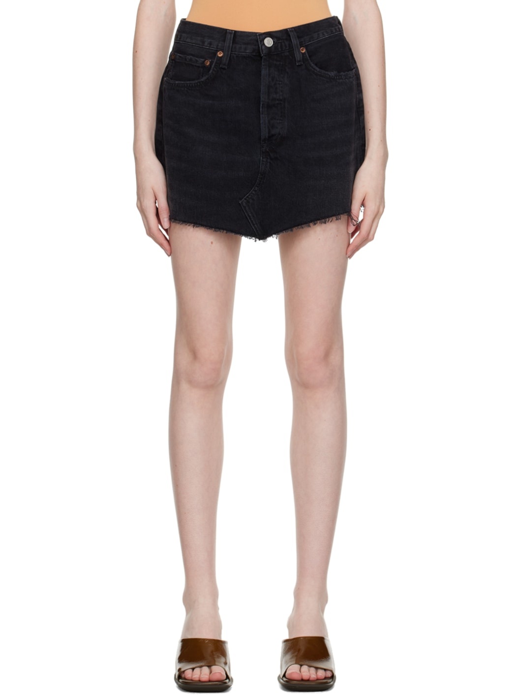 Black Parker Denim Miniskirt - 1