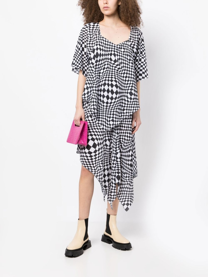 pushBUTTON geometric-print asymmetric dress outlook