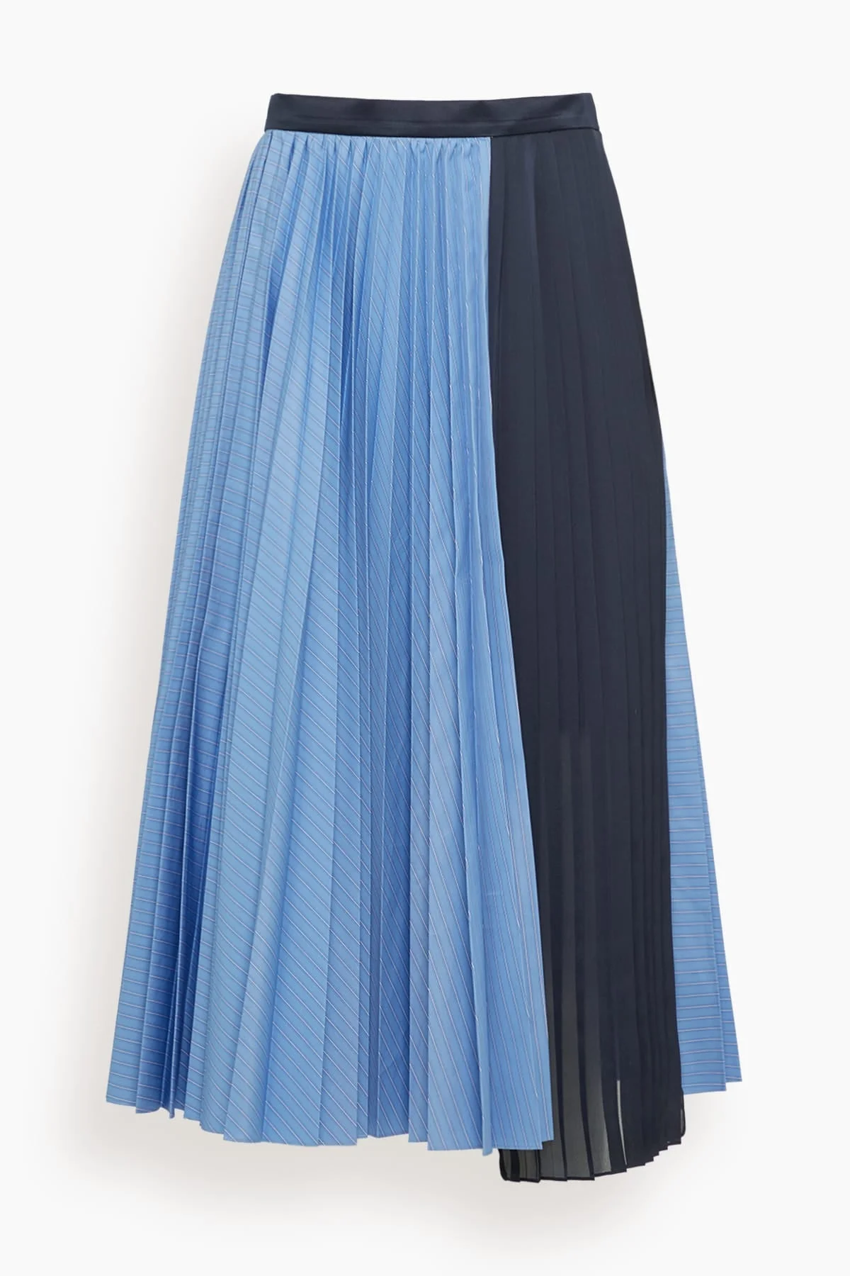 Poplin Skirt in Blue Stripe x Navy - 1