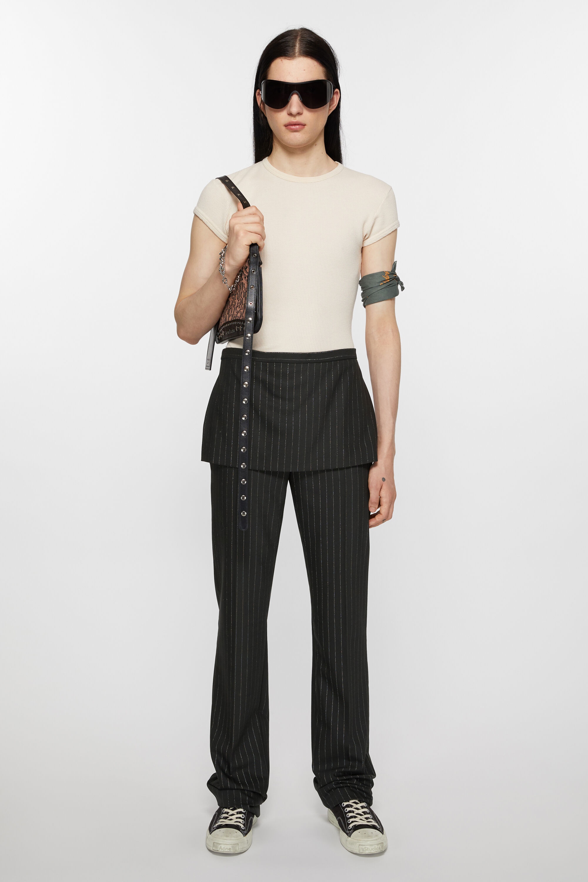 Tailored pinstripe trousers - Black - 2