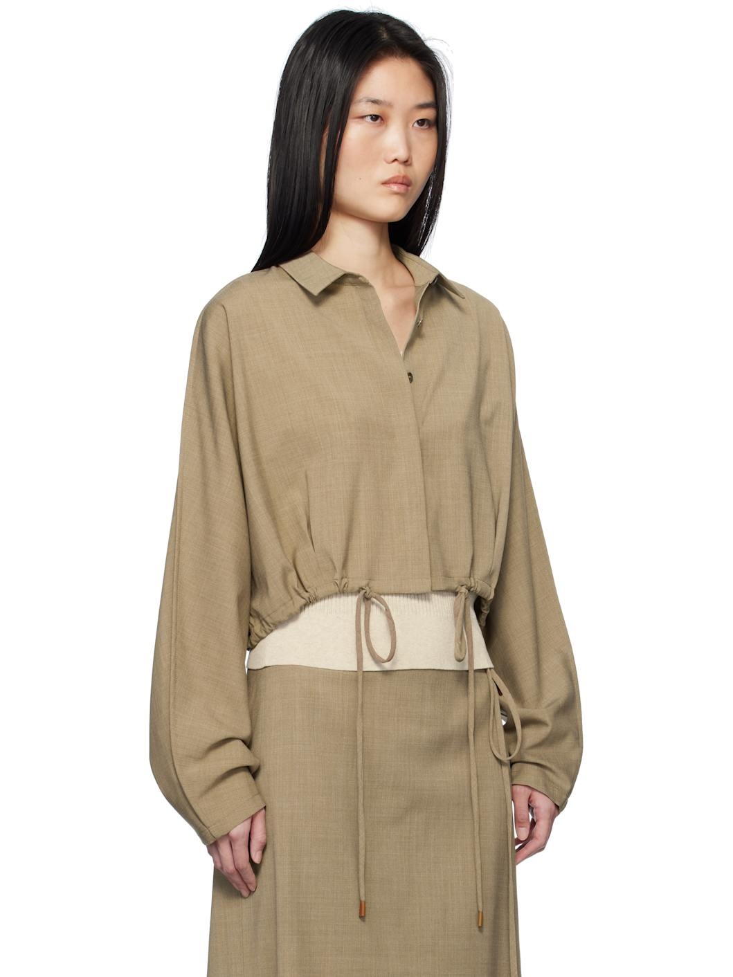 Beige Waist String Short Jacket - 2