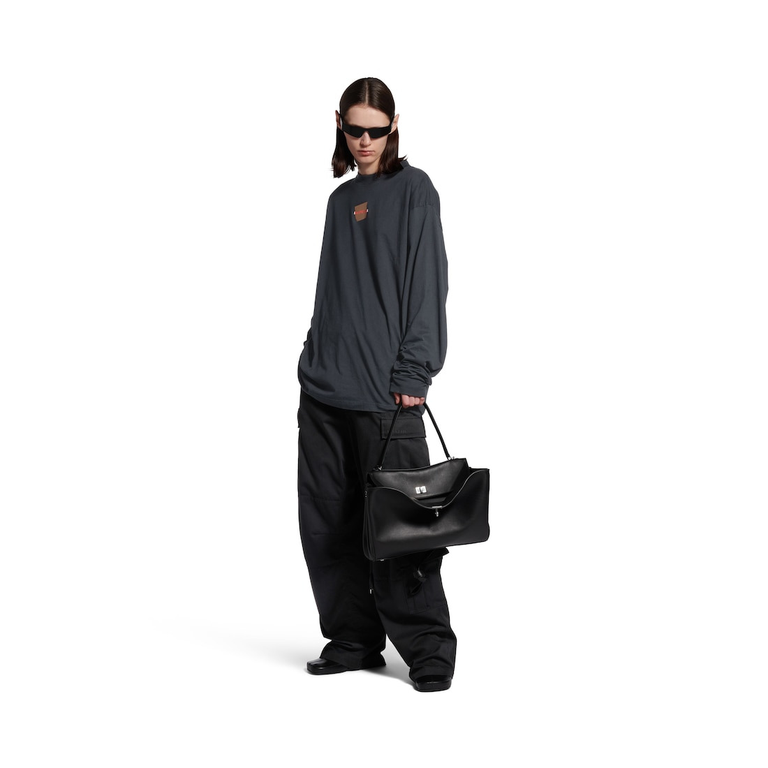 Taped Balenciaga Back Long Sleeve T-shirt Medium Fit in Faded Black/white/red - 3