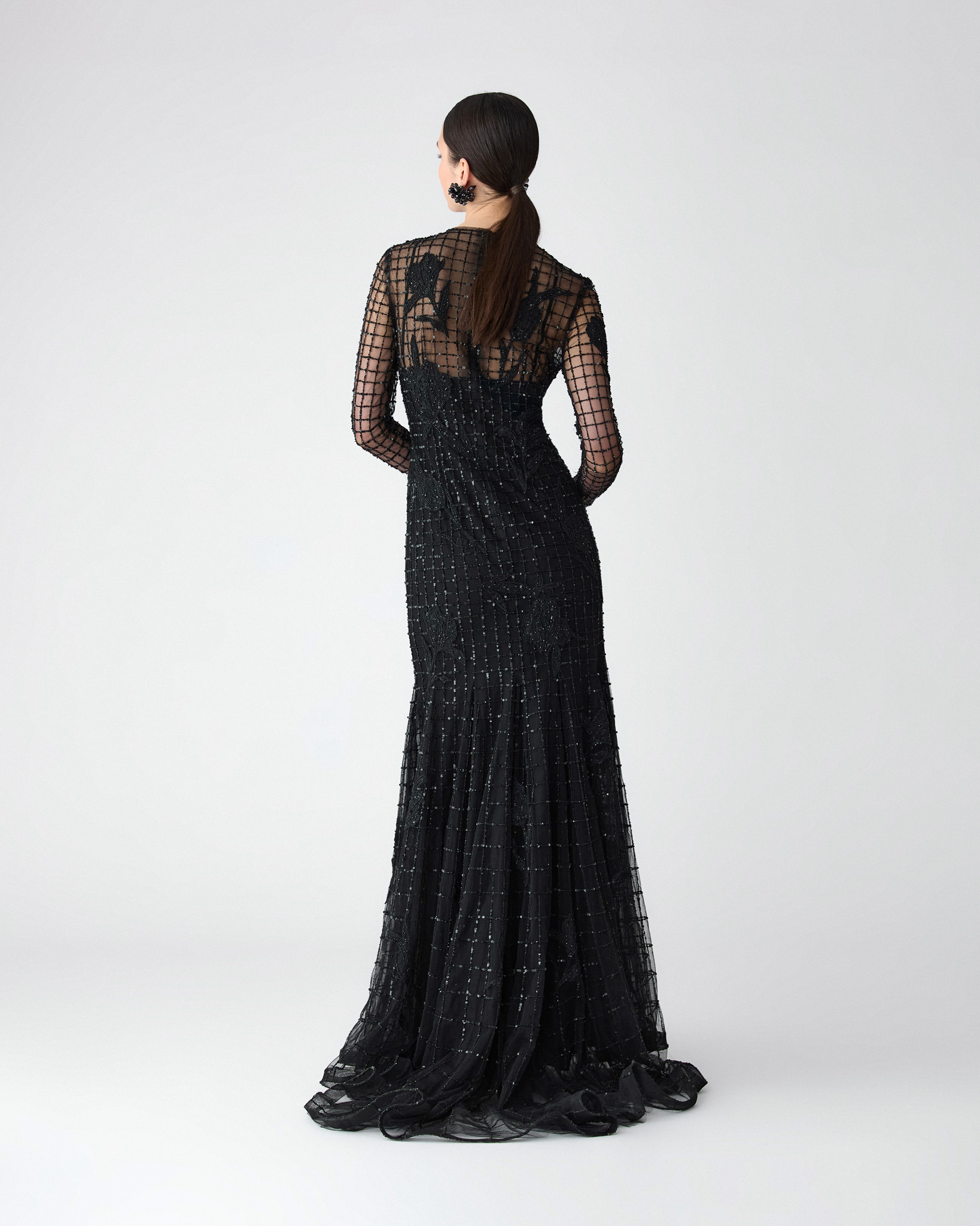 Embroidered Tulle Trumpet Gown - 3