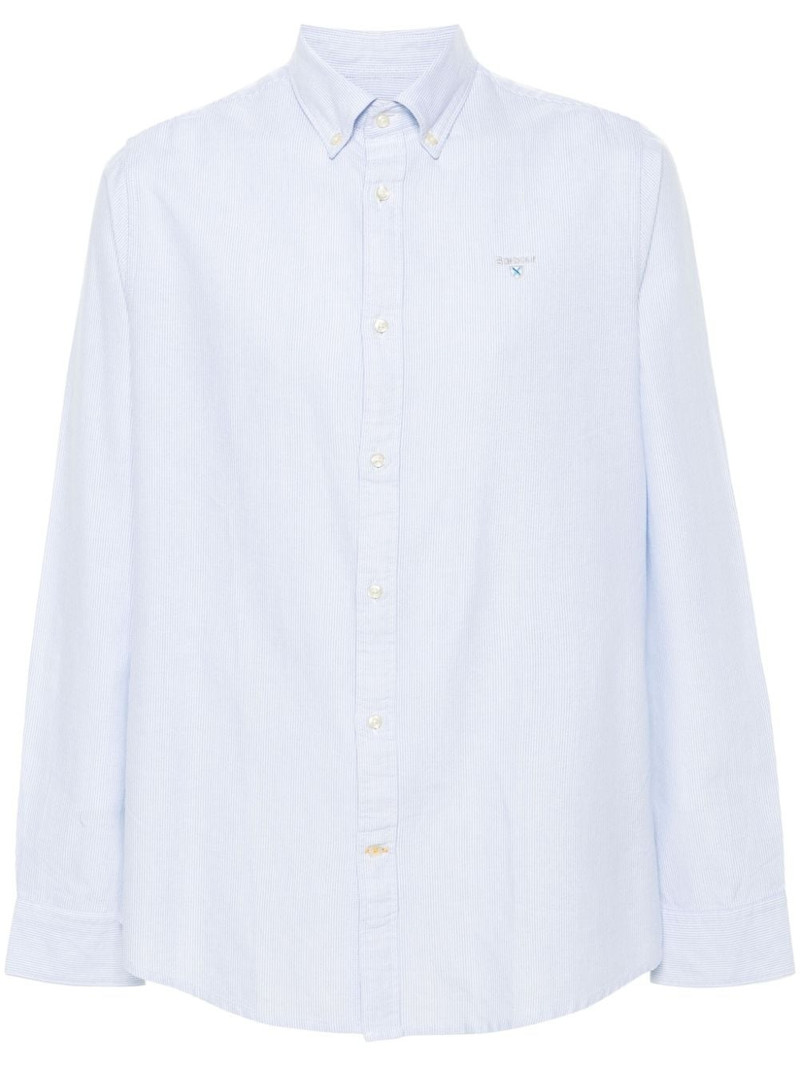 logo-embroidered striped shirt 1