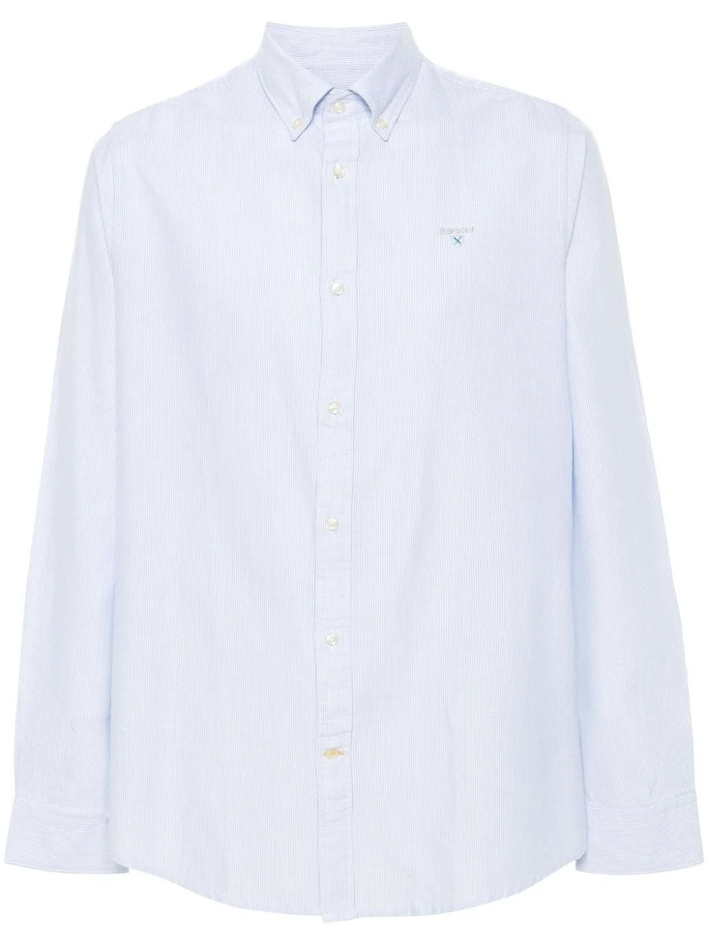 logo-embroidered striped shirt - 1