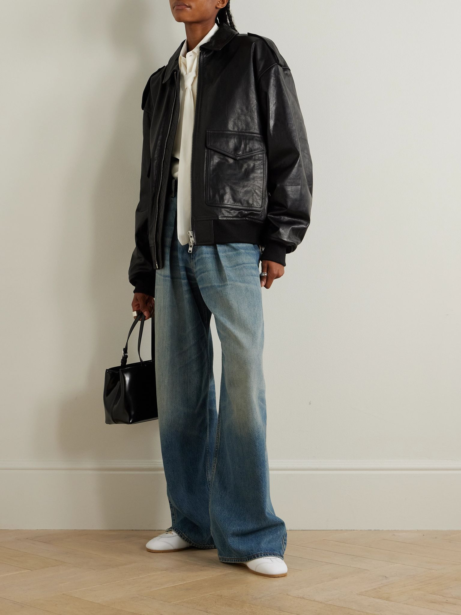 Viper oversized leather jacket Black - 2