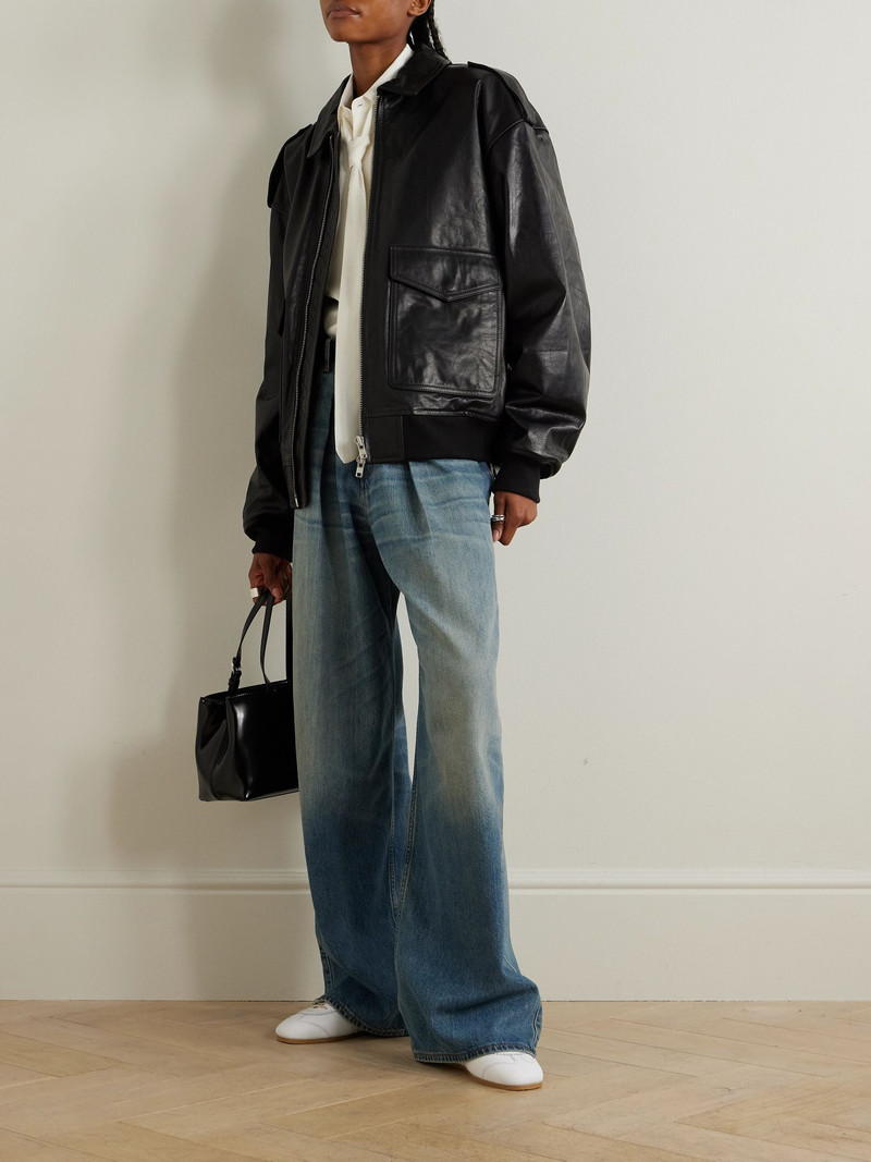 The Frankie Shop Viper oversized leather jacket Black outlook