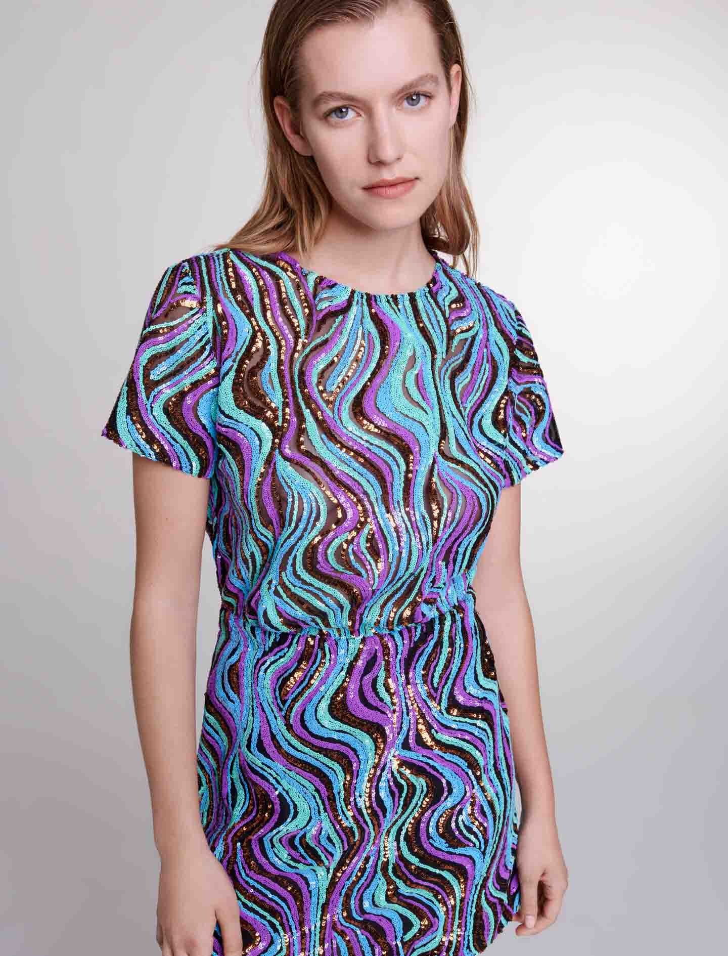 Trompe l'œil sequin mini dress - 7