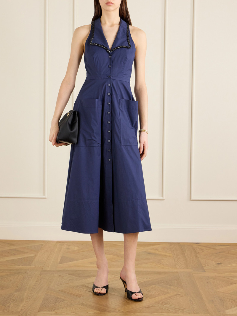 SALONI Jessica Crystal-embellished Cotton-blend Poplin Midi Dress outlook