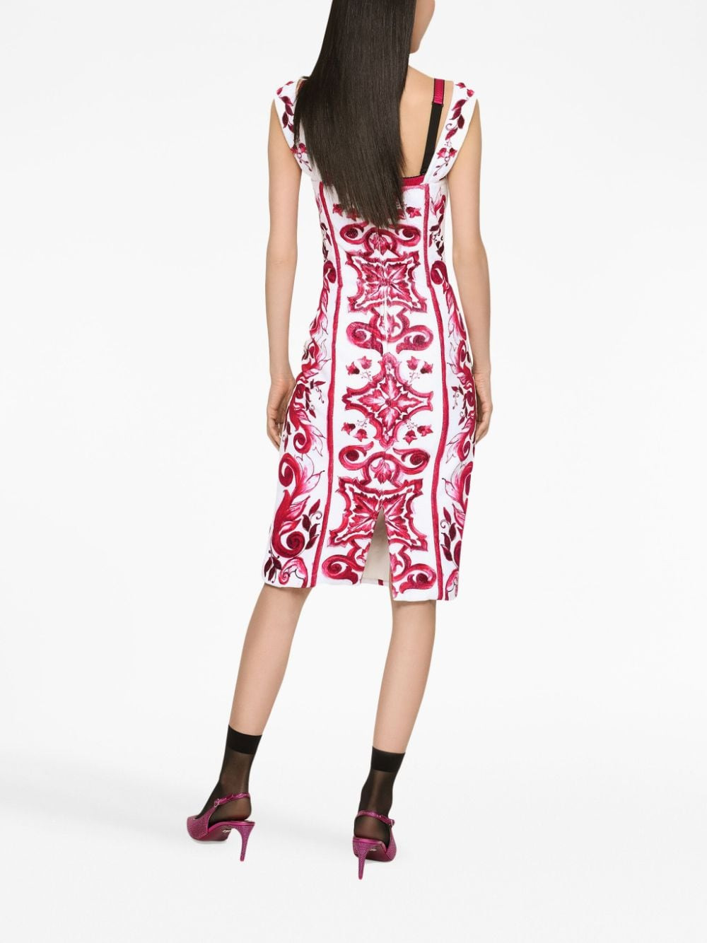 Dolce & Gabbana majolica print midi dress - 4
