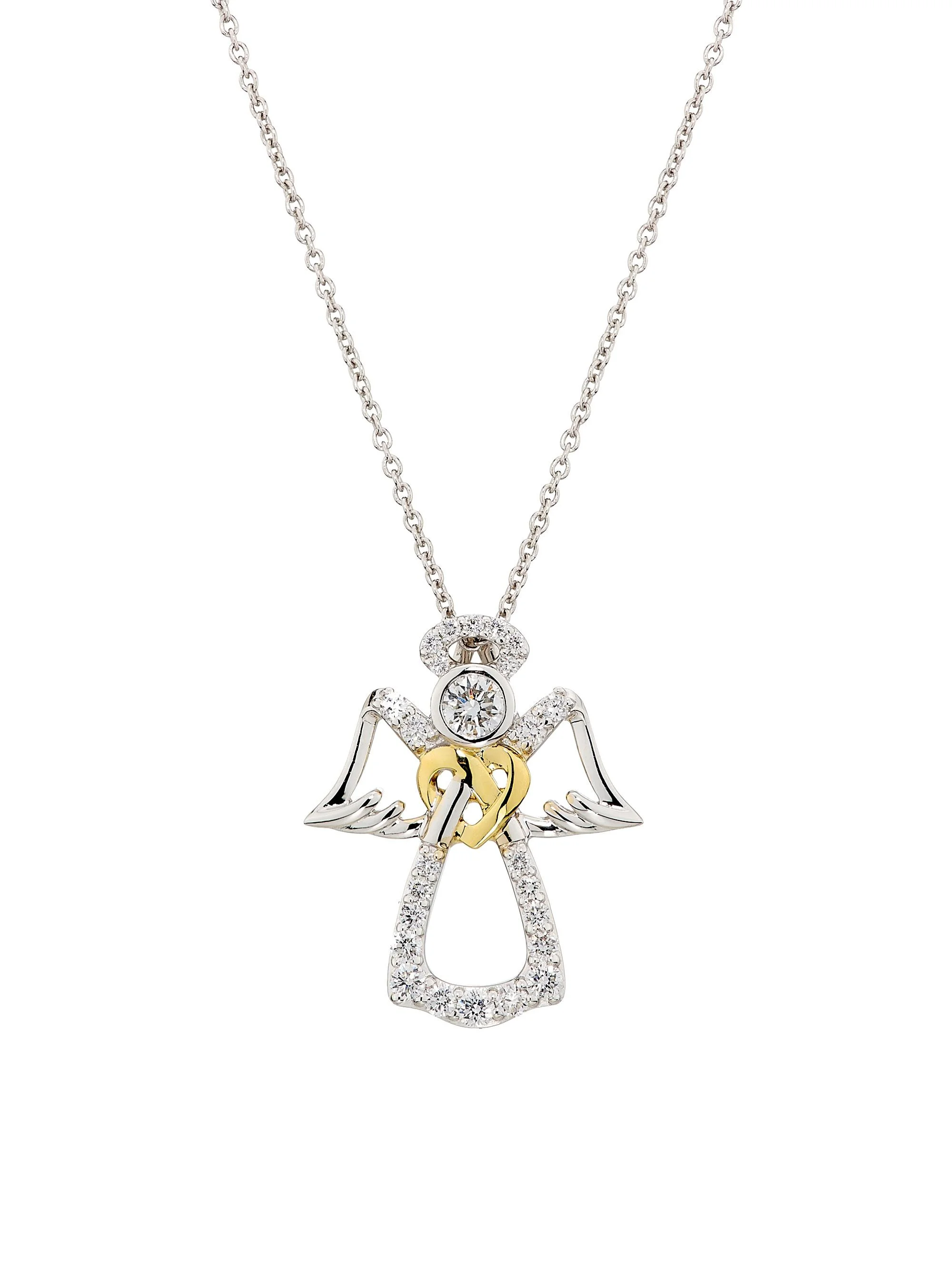 Women's Tiny Treasures Angel 18K White & Yellow Gold, Ruby & 0.33 TCW Diamond Pendant Necklace - Whi - 1