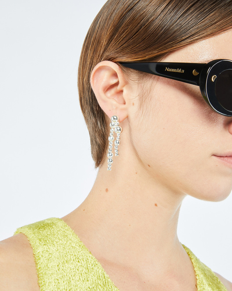 BEADED DROP - Recycled silver earrings 3