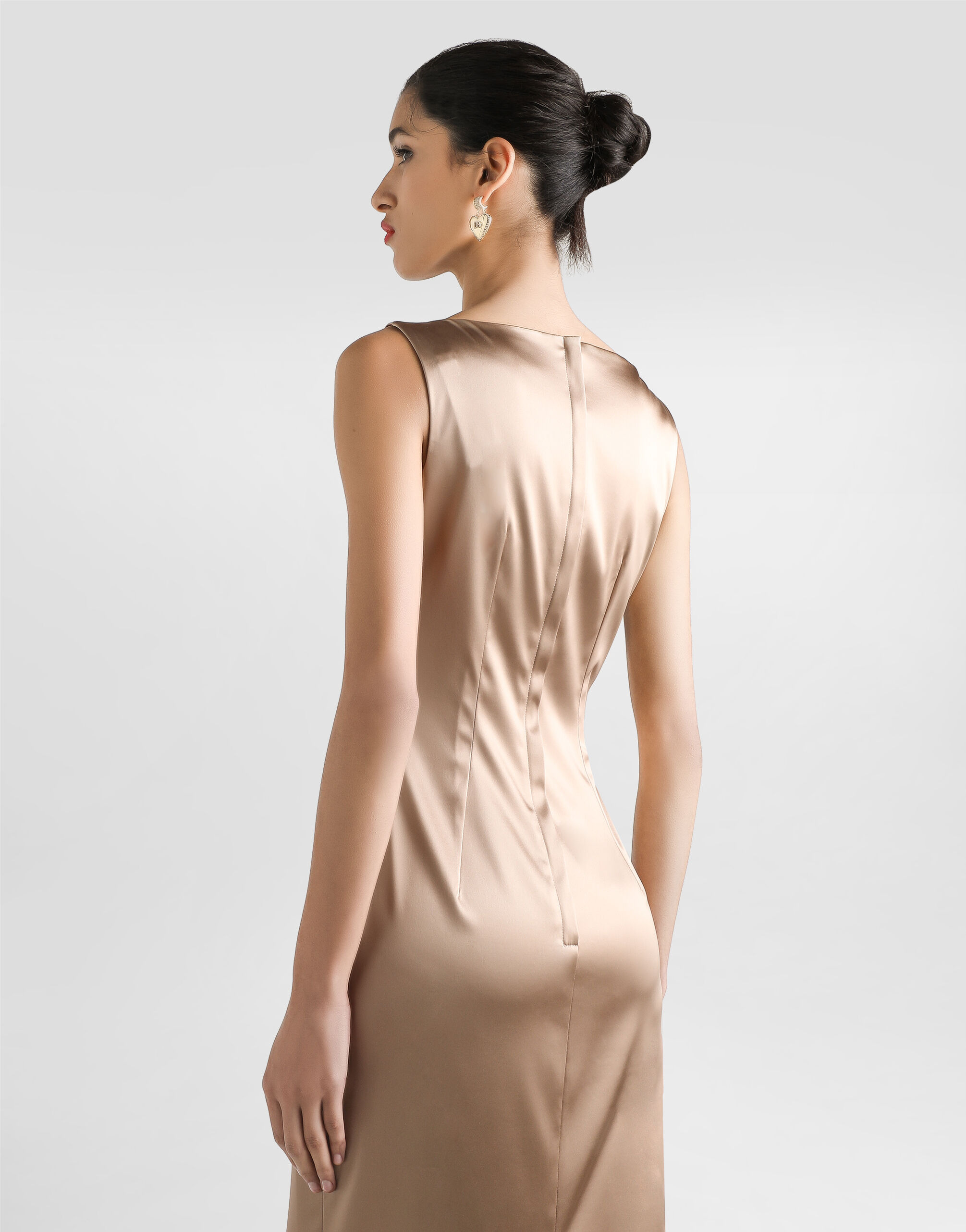 Stretch satin midi dress - 5