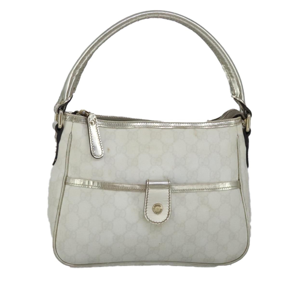 GUCCI GG Supreme Hand Bag Pvc Leather White Gold - 13