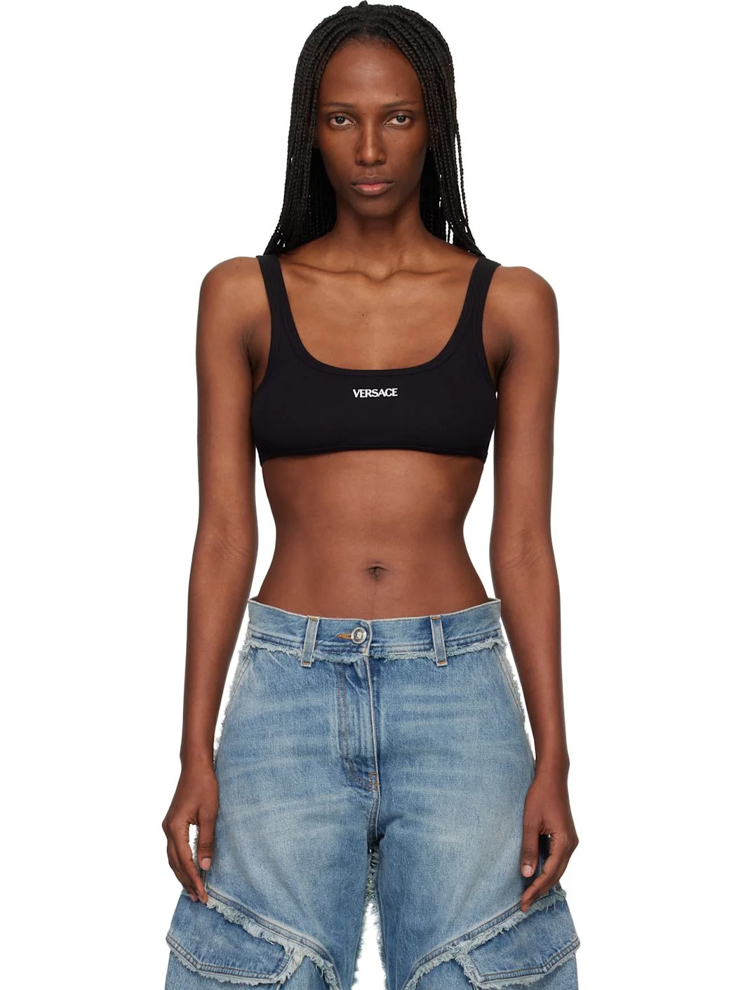 Black Ribbed Cotton Top - 1
