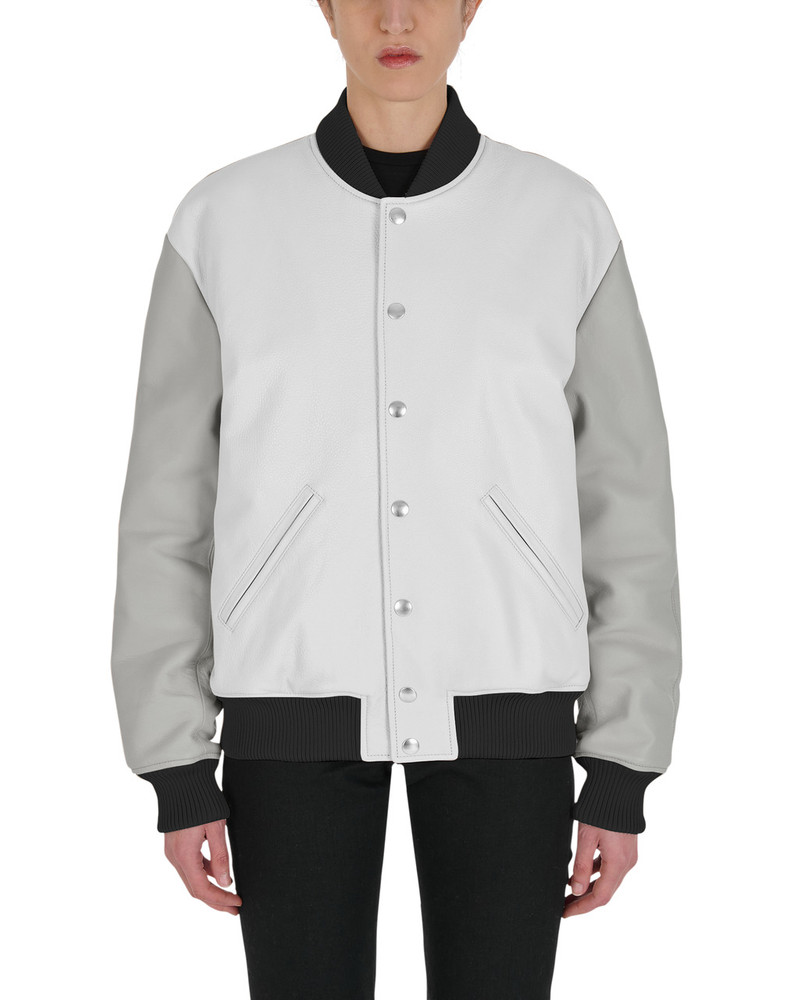 EMBROIDERED LEATHER LOGO VARSITY JACKET 6