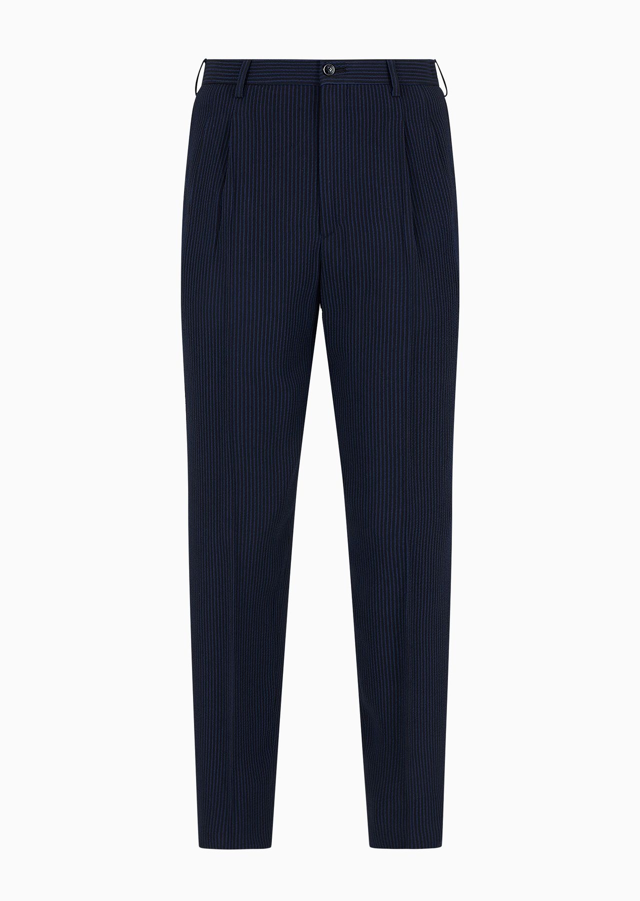 Viscose-blend seersucker double-pleat trousers - 1