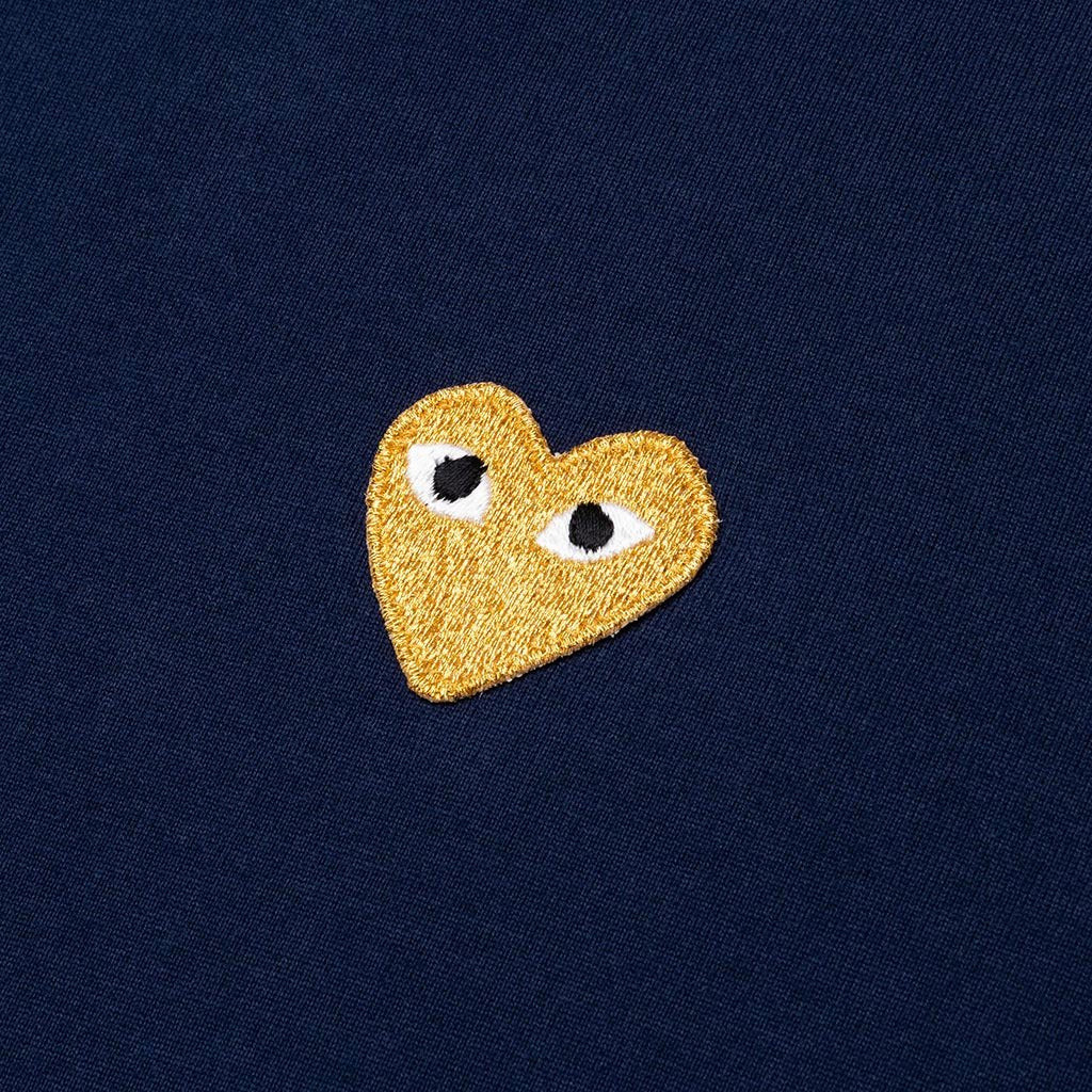 COMME DES GARCONS PLAY WOMEN'S GOLD HEART T-SHIRT - NAVY - 4