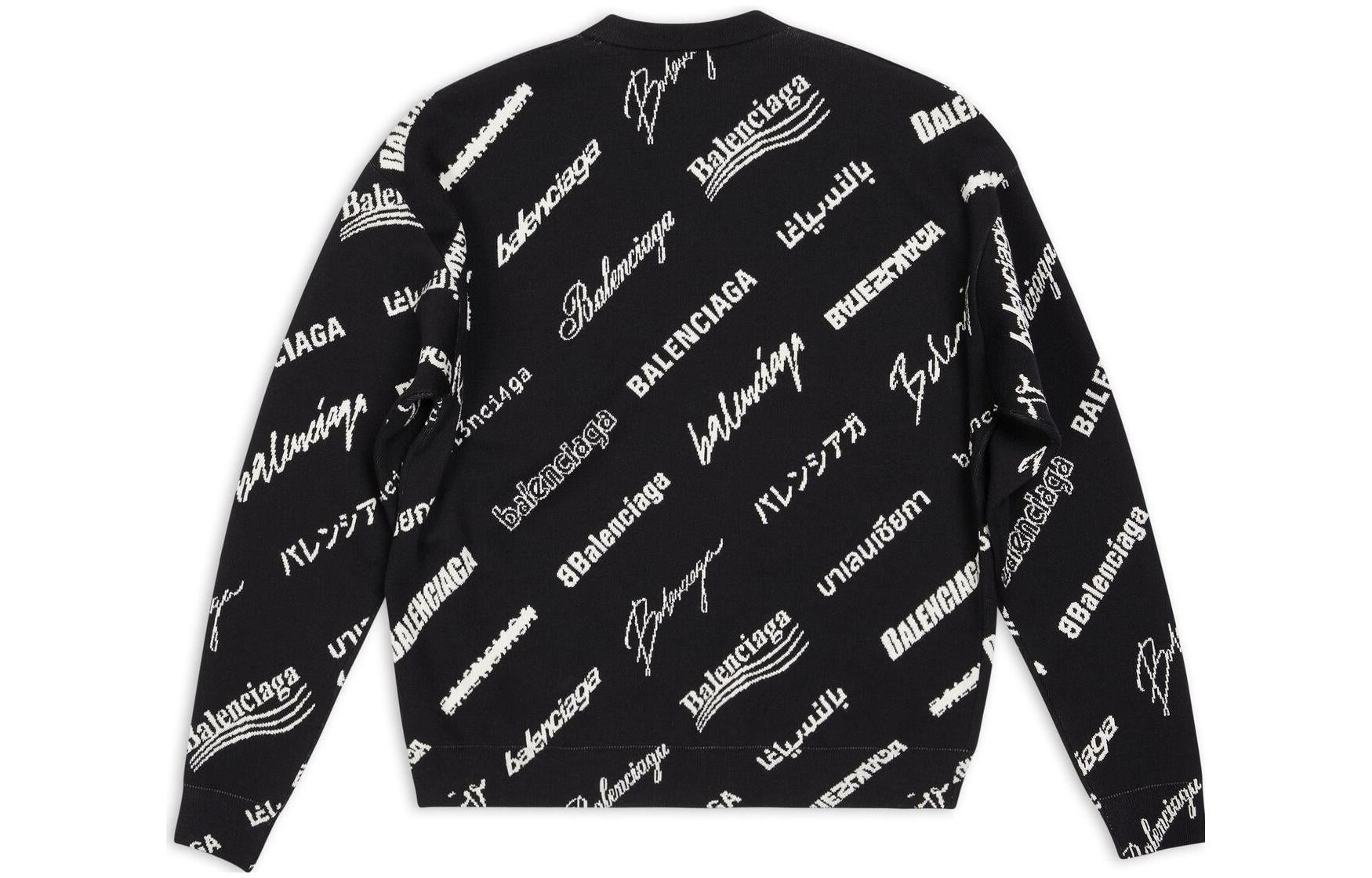 Balenciaga Allover Logo Print Crewneck Sweatshirt 'Black White' 724858T16651070 - 2