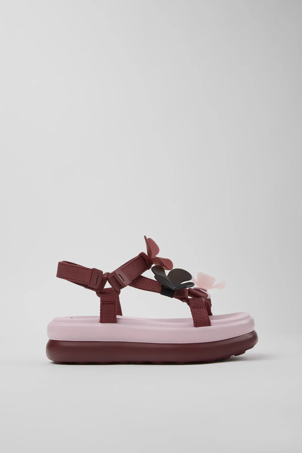 Twins Burgundy Textile Sandals for Women. - 1