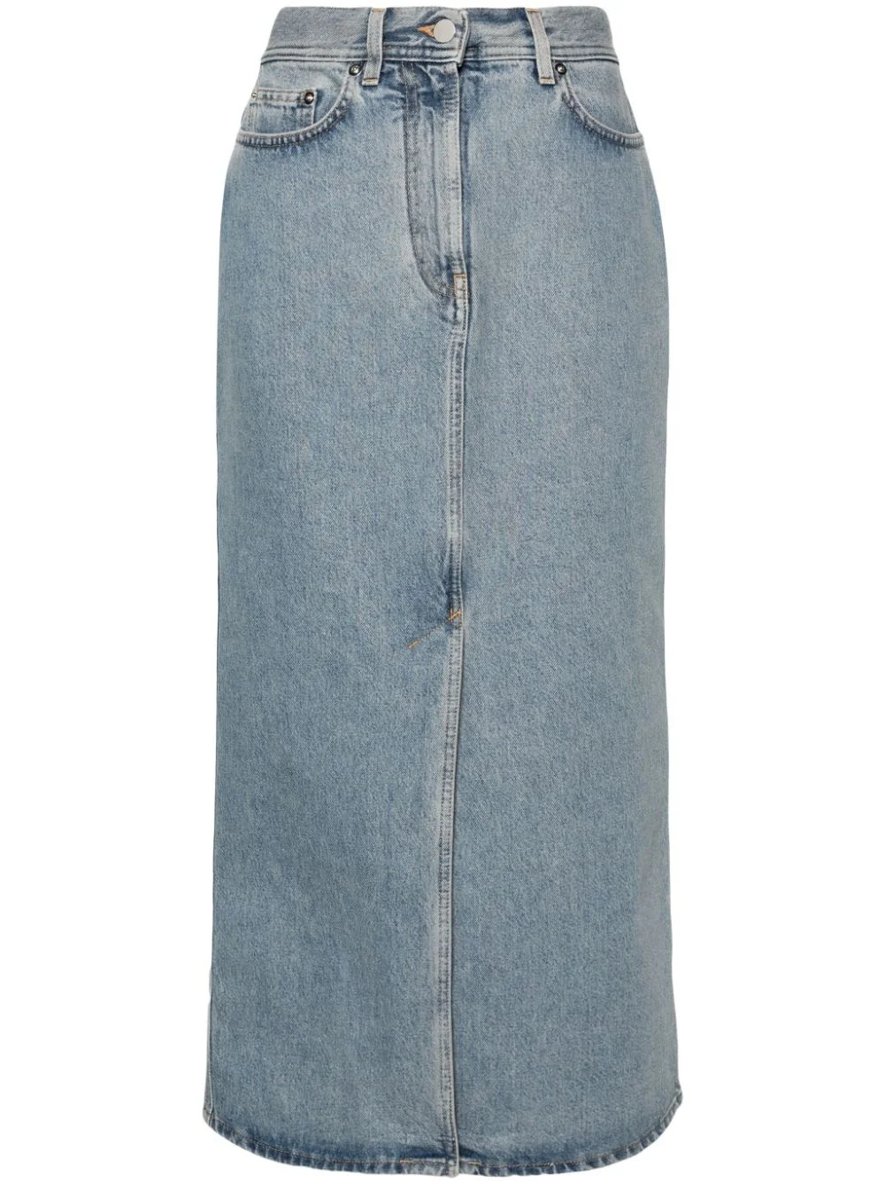 high-rise long denim skirt - 1