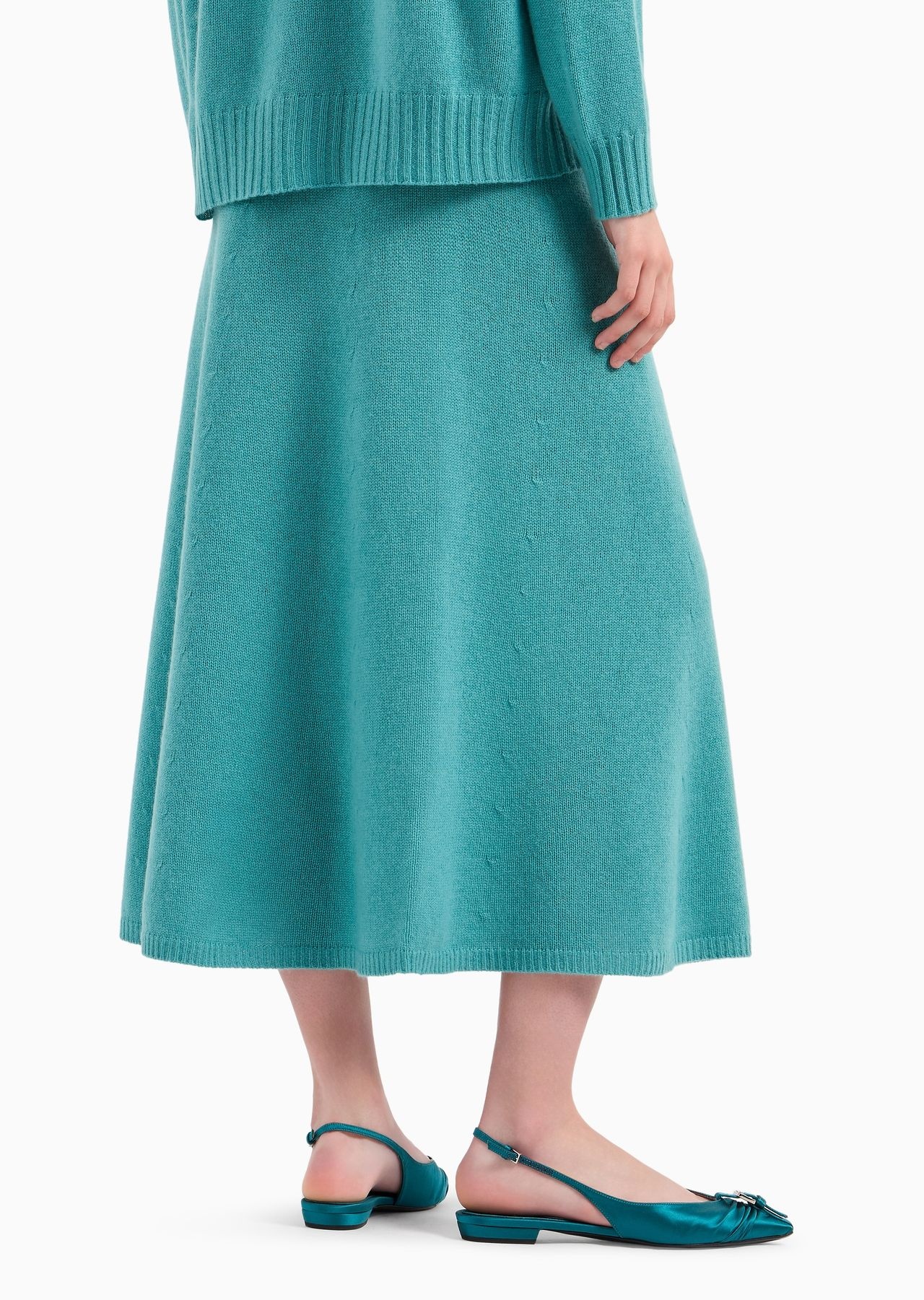 Seamless plain virgin wool midi skirt - 3