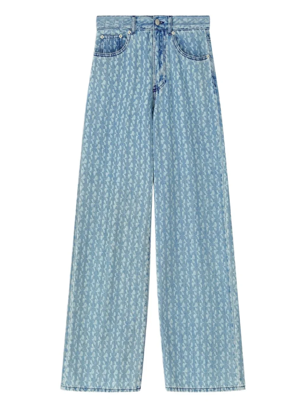 wide leg printed denim pants - 1