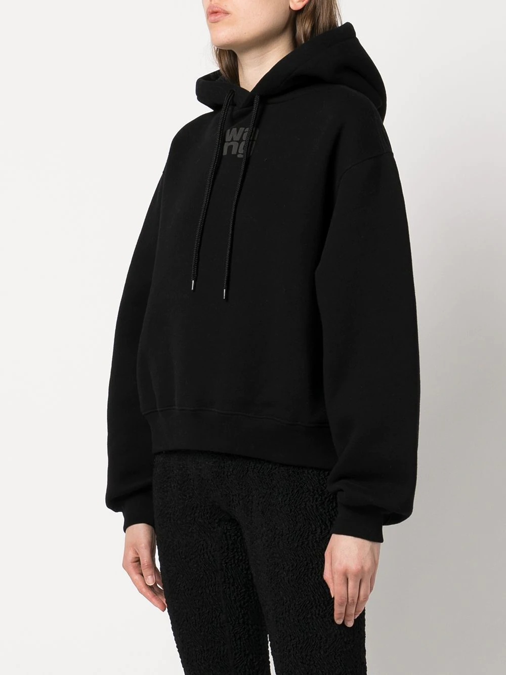 rubberised logo cotton hoodie - 3