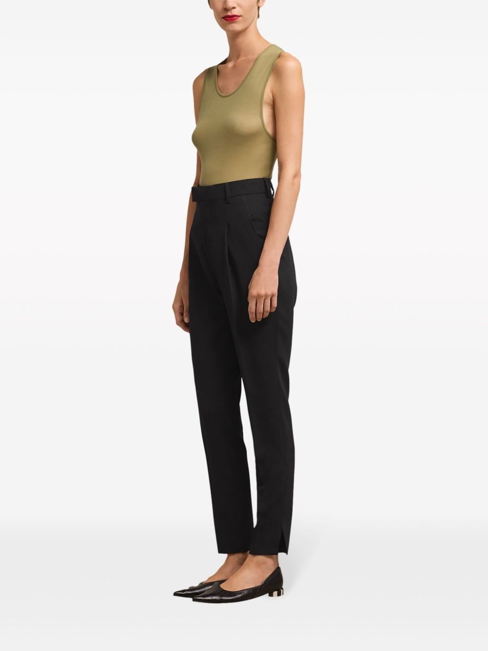 high-waist tapered-leg trousers - 3