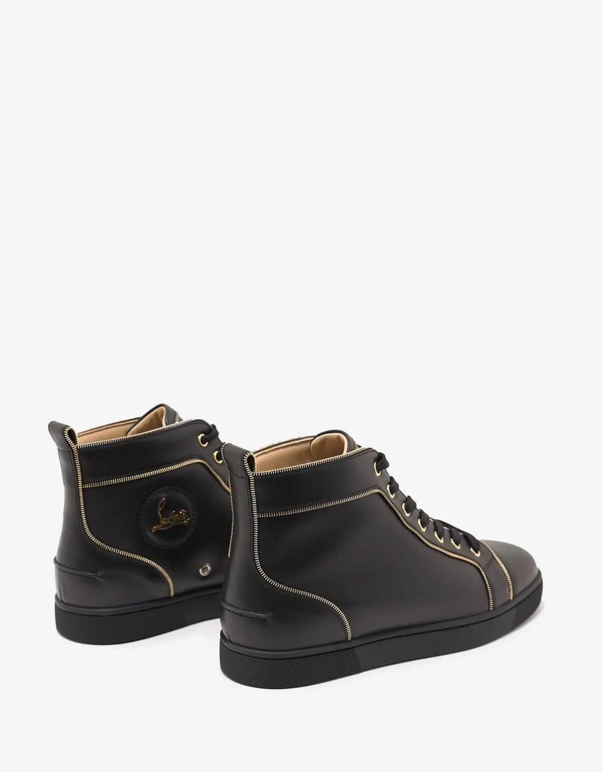 Christian Louboutin Louis Z Flat Black Leather High Top Trainers - 3