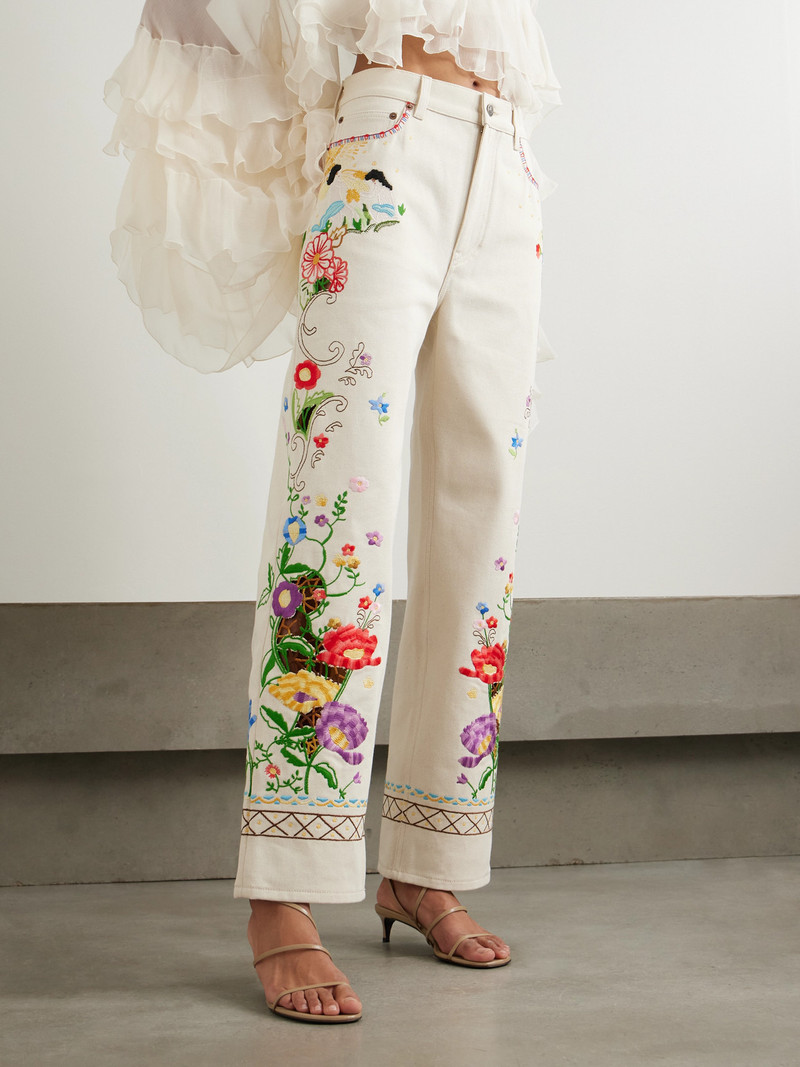 Embroidered High-rise Straight-leg Jeans 4