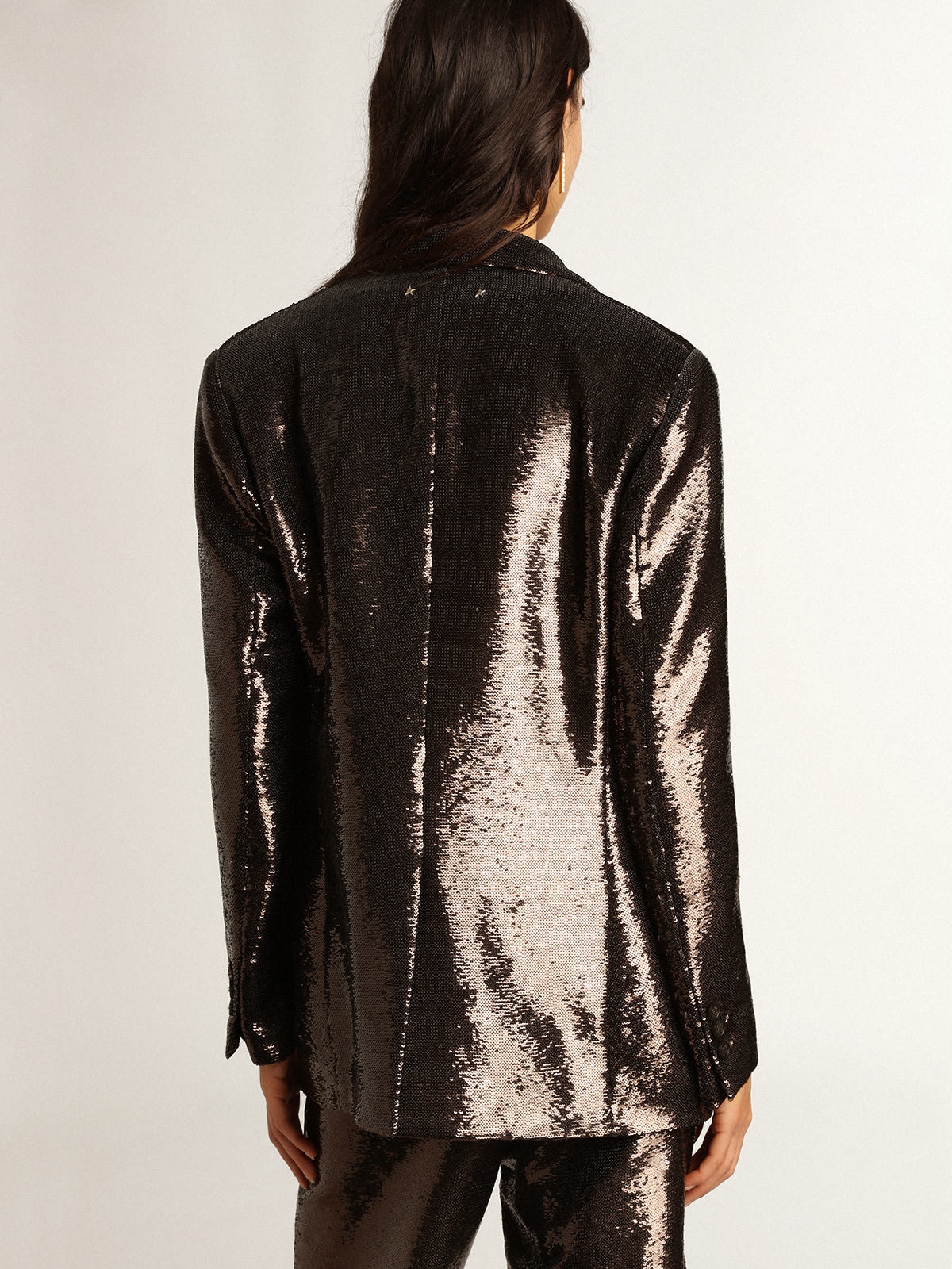 Gray single-breasted blazer with all-over sequins - 4
