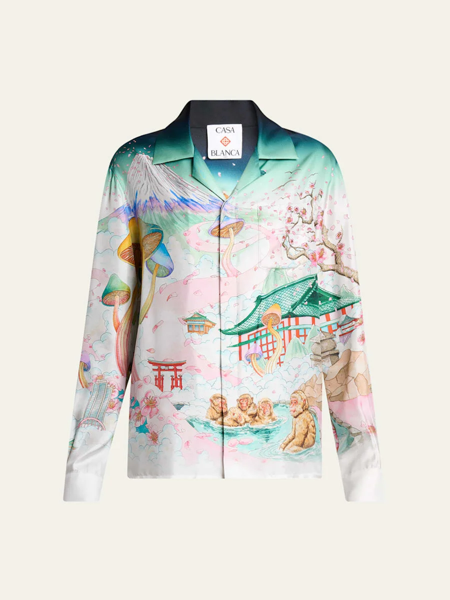 Flowers Silk Twill Button-Down Shirt - 1