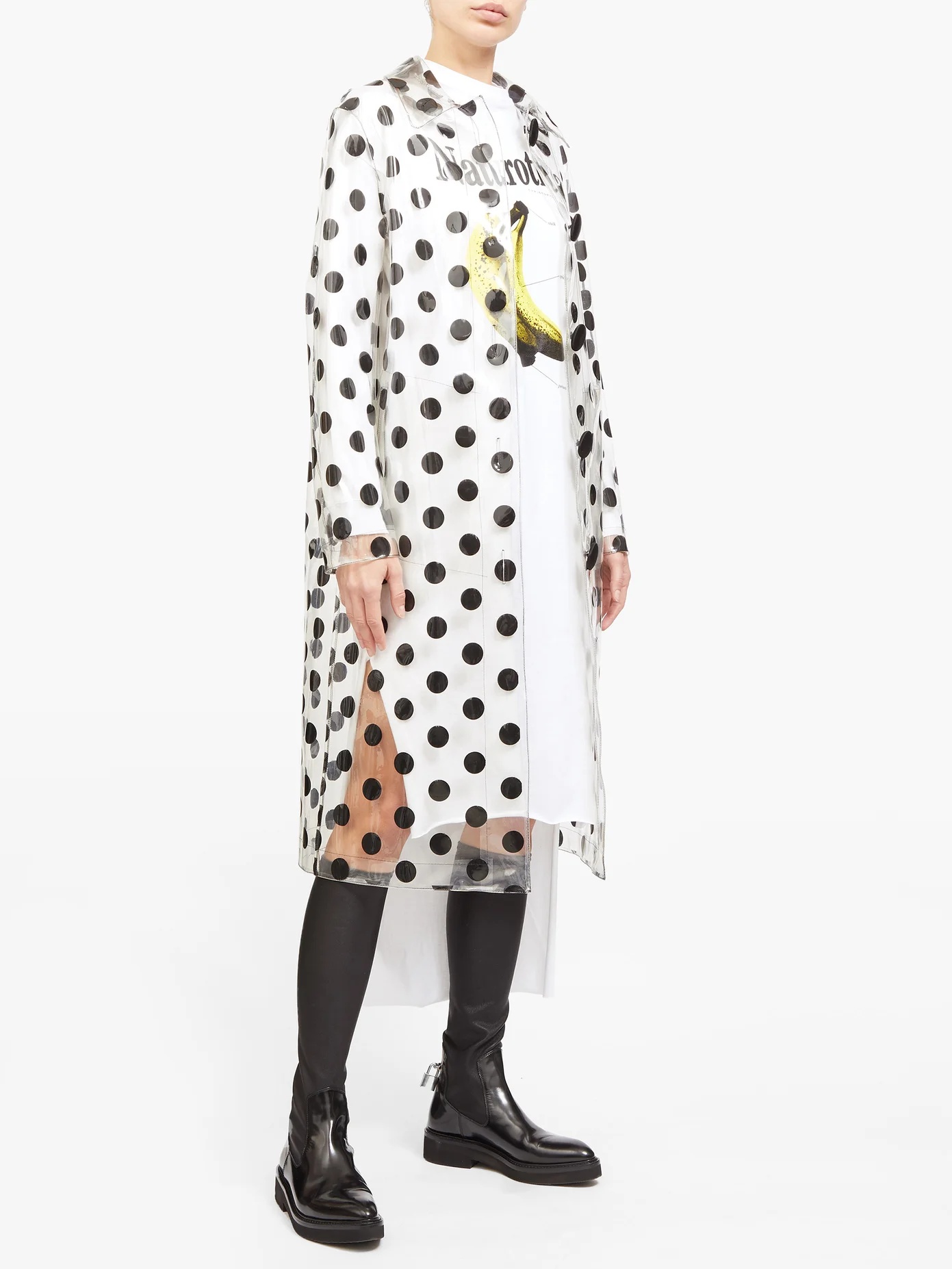 Polka-dot PVC single-breasted coat - 2