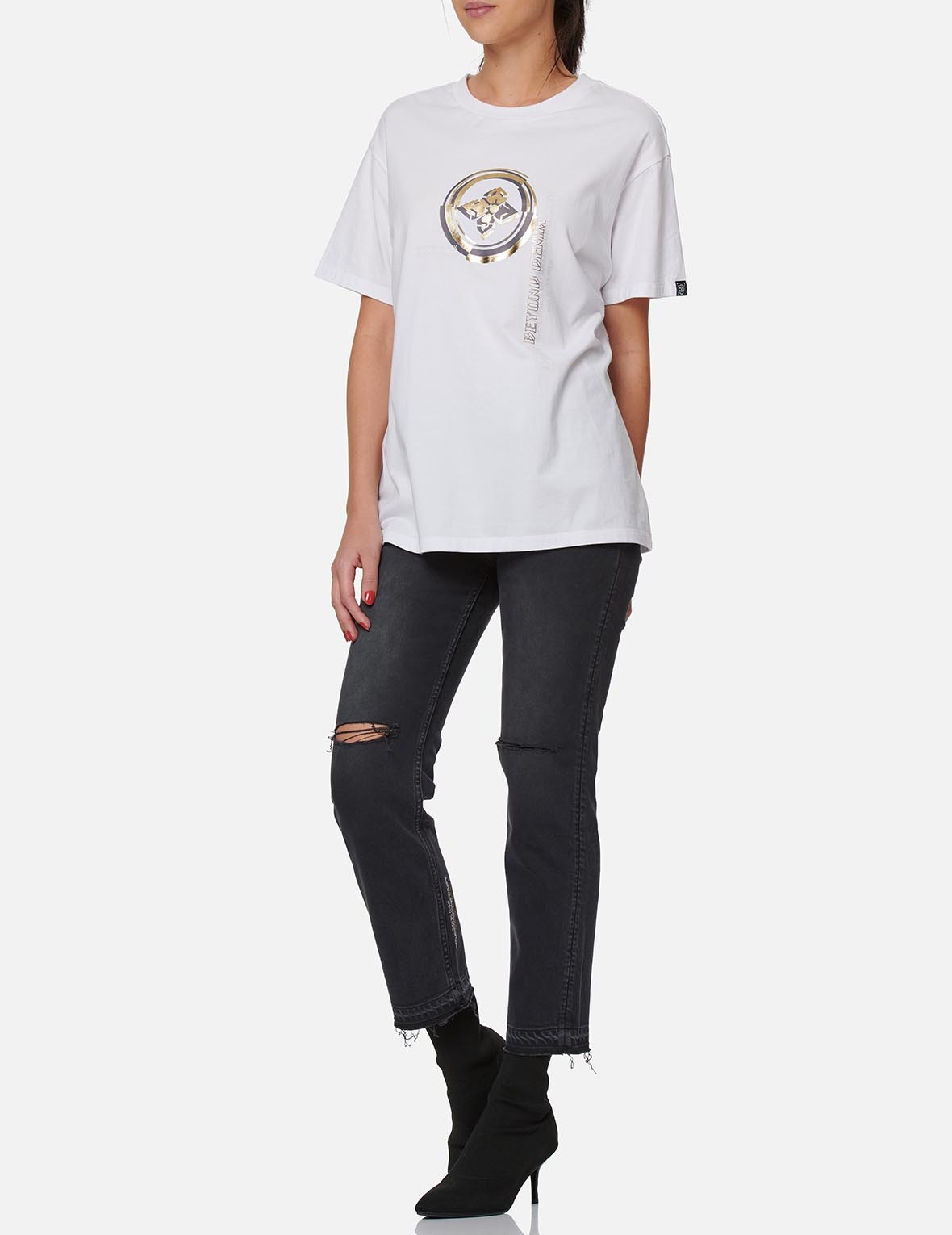 Cast Shadow Effect Kamon Print T-shirt - 5