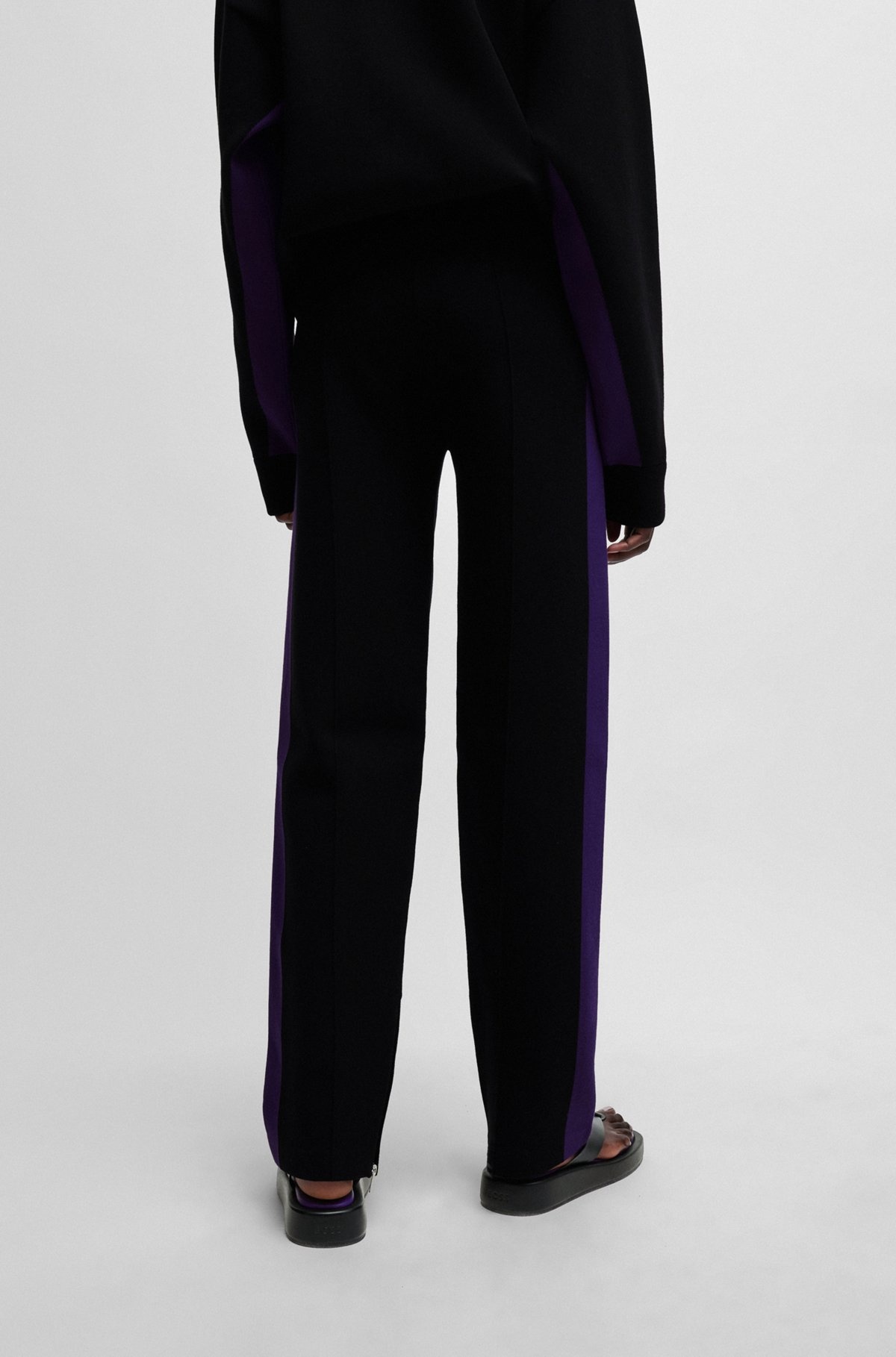 NAOMI X BOSS KNITTED TROUSERS WITH CONTRAST SIDE STRIPE - 4