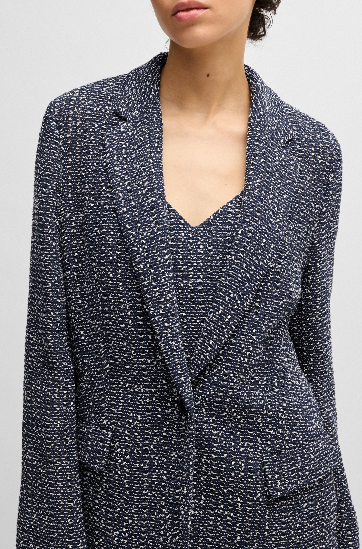 RELAXED-FIT BLAZER IN TWO-TONE CROCHET TWEED - 5
