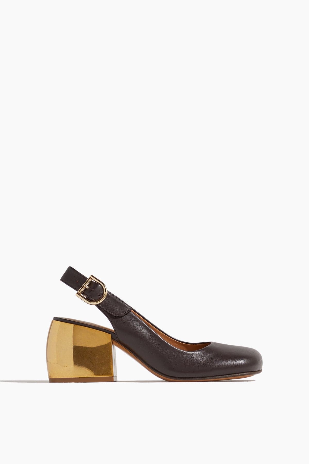 Sling Back Pump with Gold Heel in Bordeaux - 1