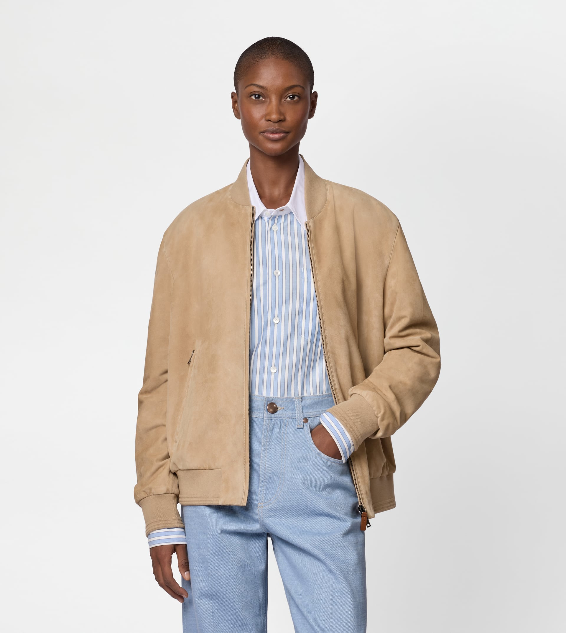 PASHMY BOMBER JACKET IN SUEDE - BEIGE - 9