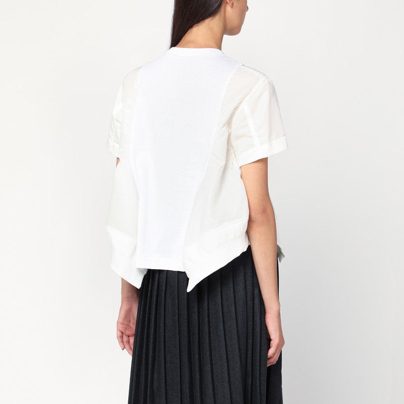 Sacai White Cotton And Nylon T-Shirt Women - 2