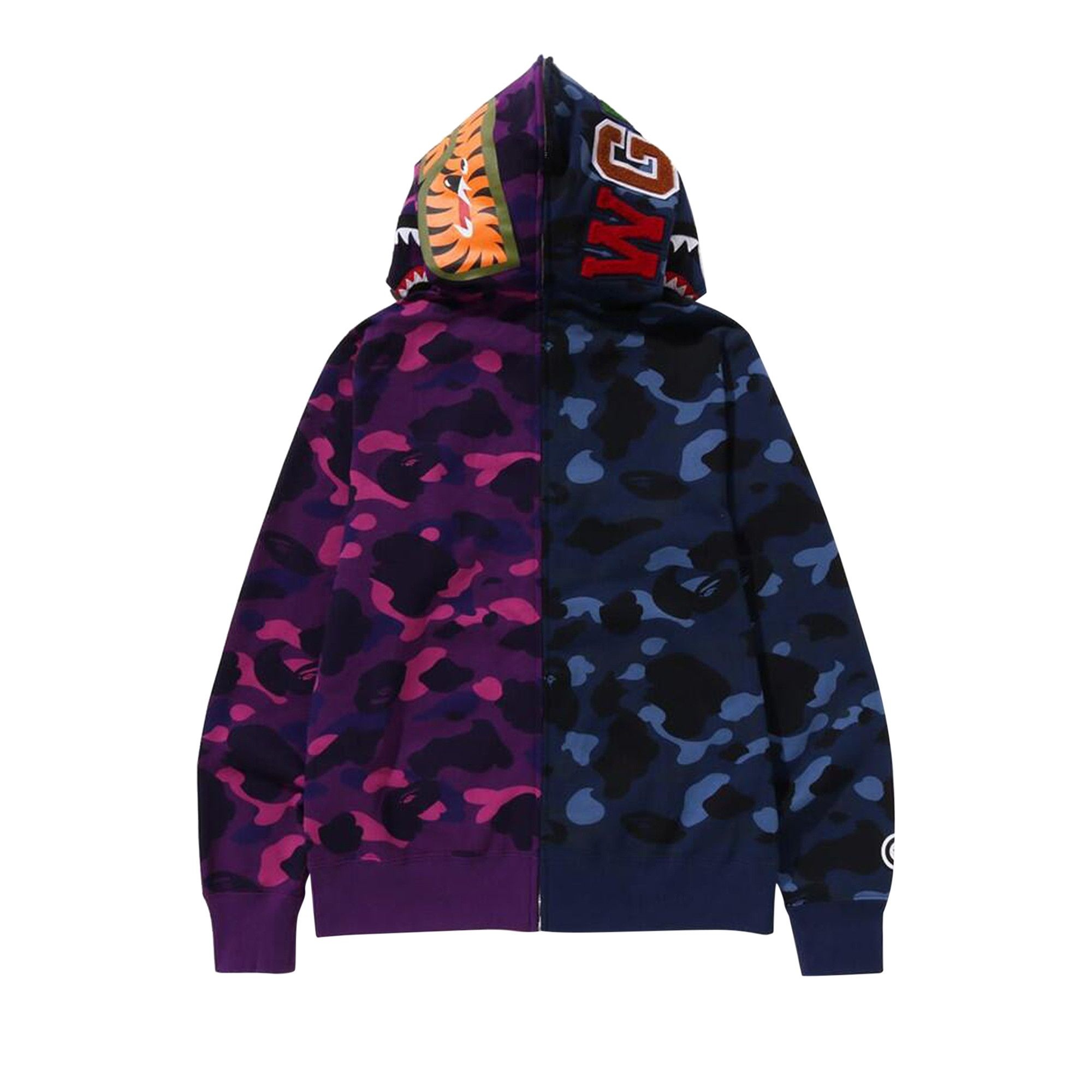 BAPE Color Camo Separate Shark Full Zip Hoodie 'Navy/Purple' - 2